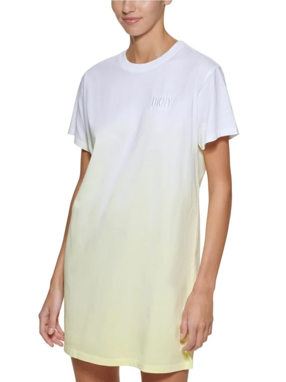 DKNY Sport T-Shirt Dress M Dip Dyed Lemon Tart Summer Pool Beach Sporty